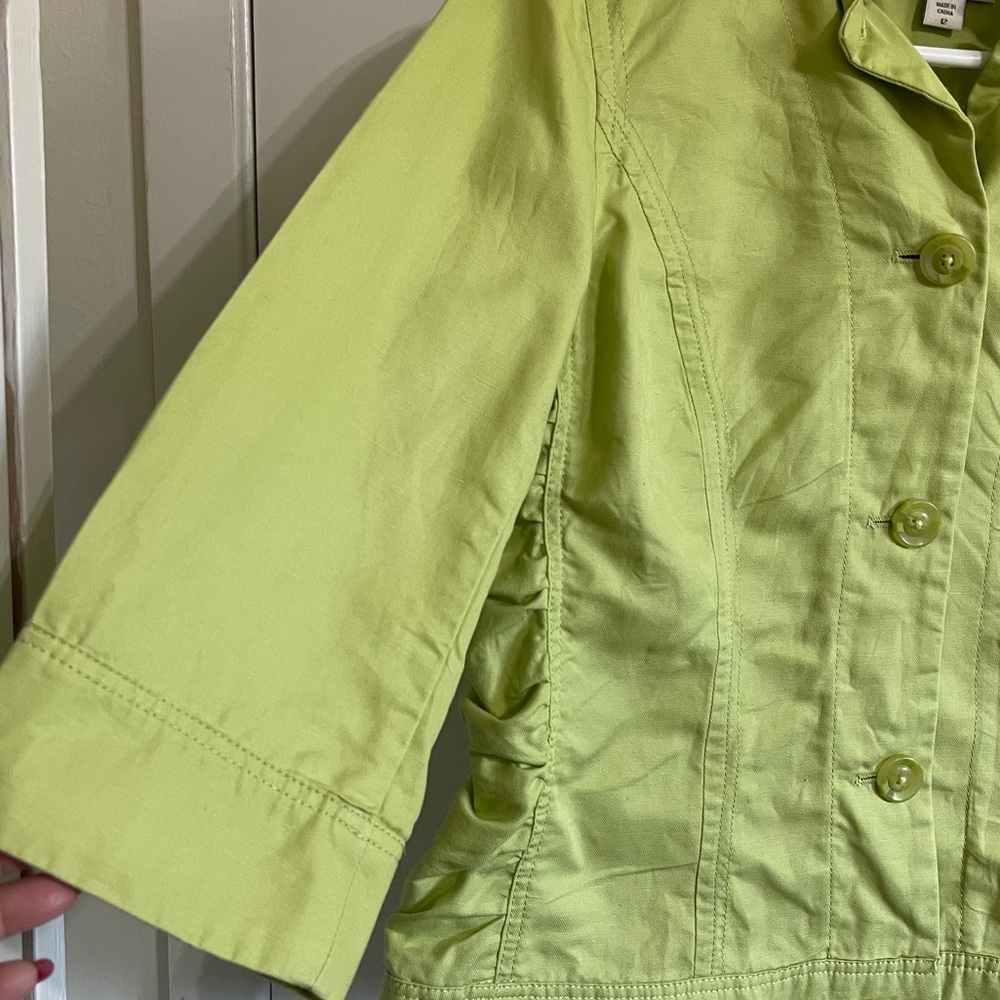 Coldwater Creek Women’s Size 12 Lime Green Button 3/4 Sleeve Jacket - Picture 3 of 11